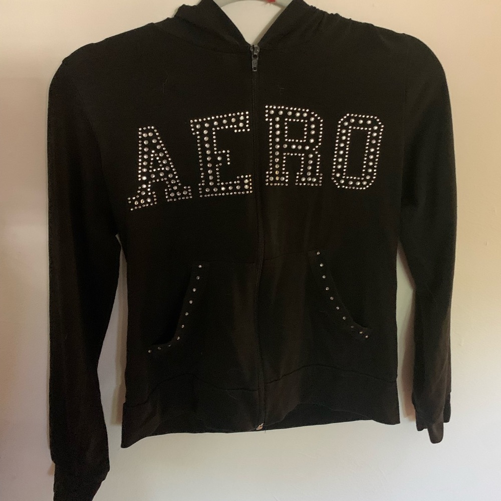Vintage Y2k rhinestone zip up hoodie